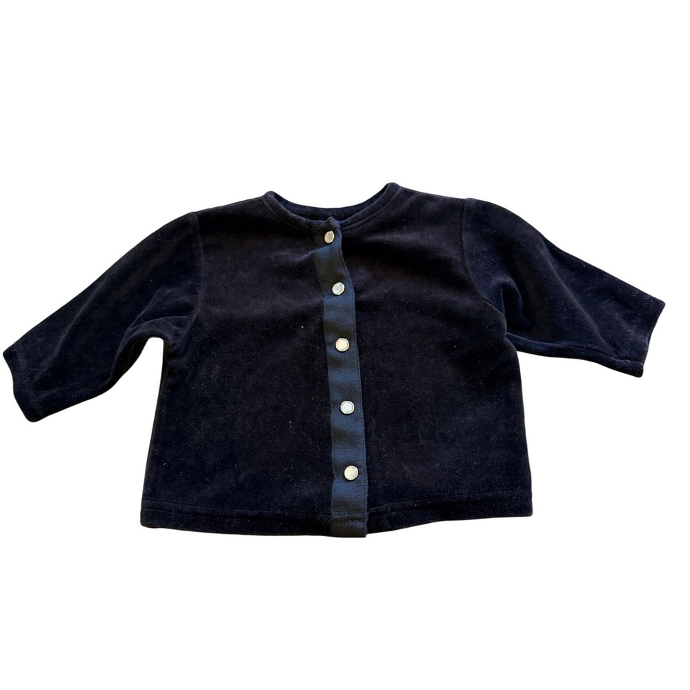 Little Legends 1999 Black Velour Cardigan Sweater Infant 3/6M Button Front Plush